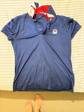 Fila Women’s Blue Polo with Red and White Collar Accents